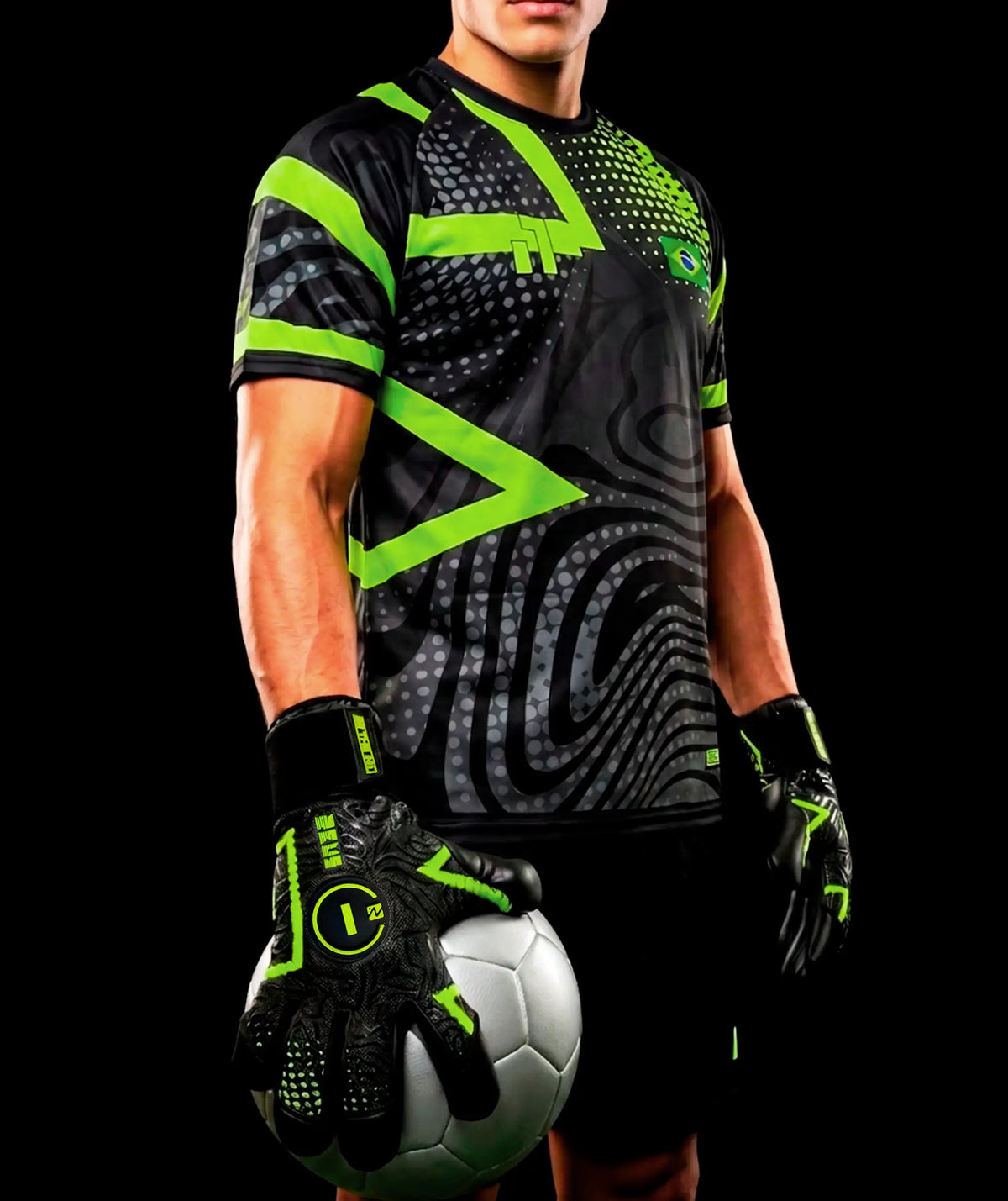 Luva de Goleiro N1 Zeus 2.0 Brasil Preto