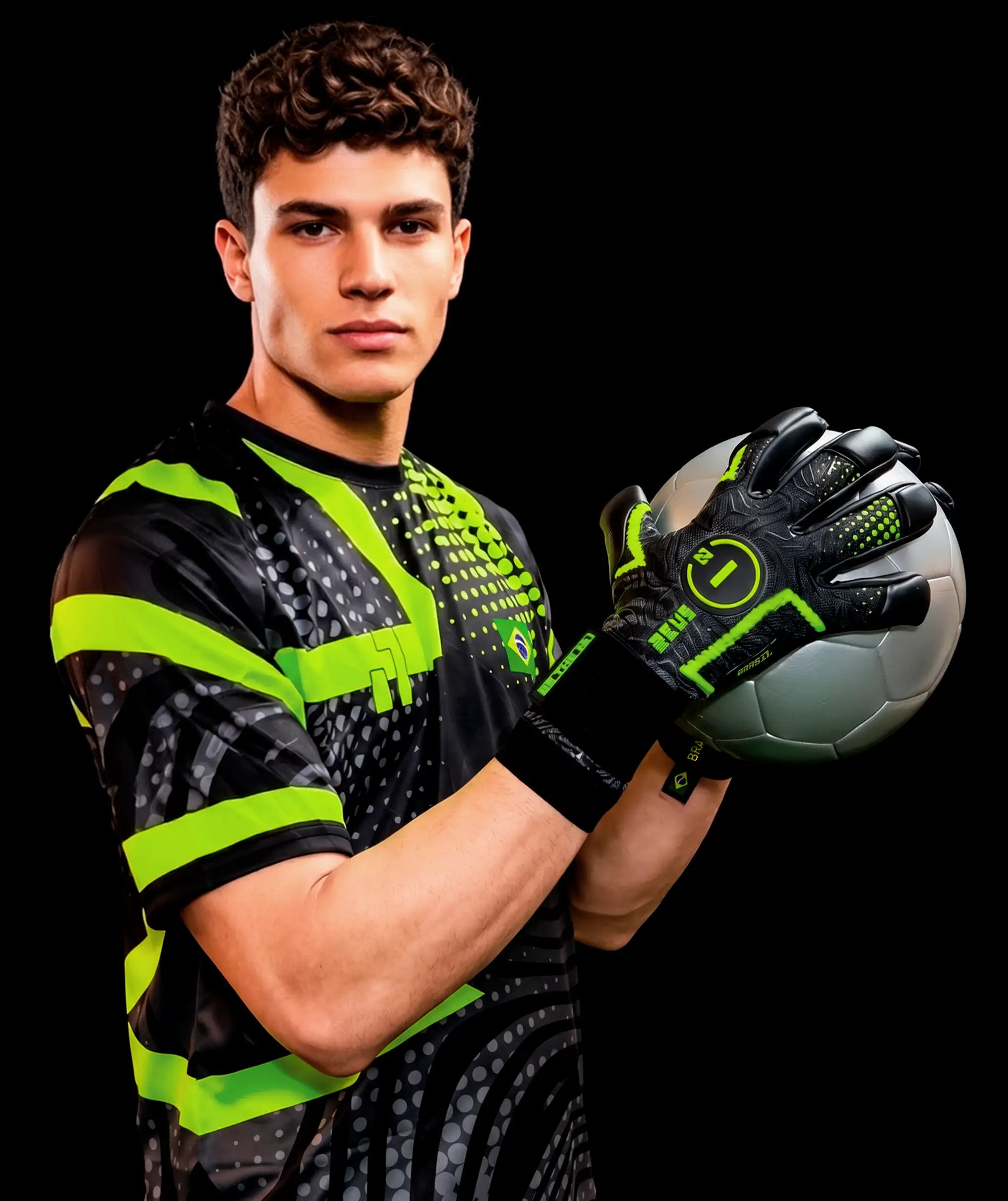 Luva de Goleiro N1 Zeus 2.0 Brasil Preto