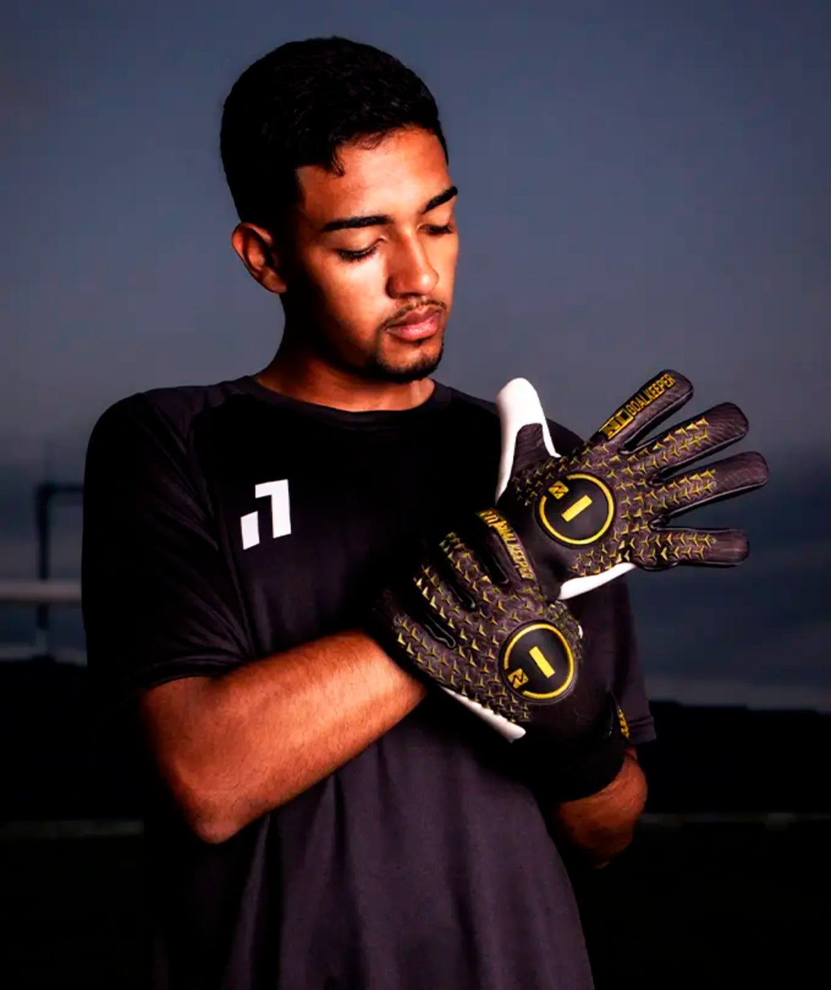 Luva de Goleiro Profissional N1 Scorpius 2.0 Golden Black