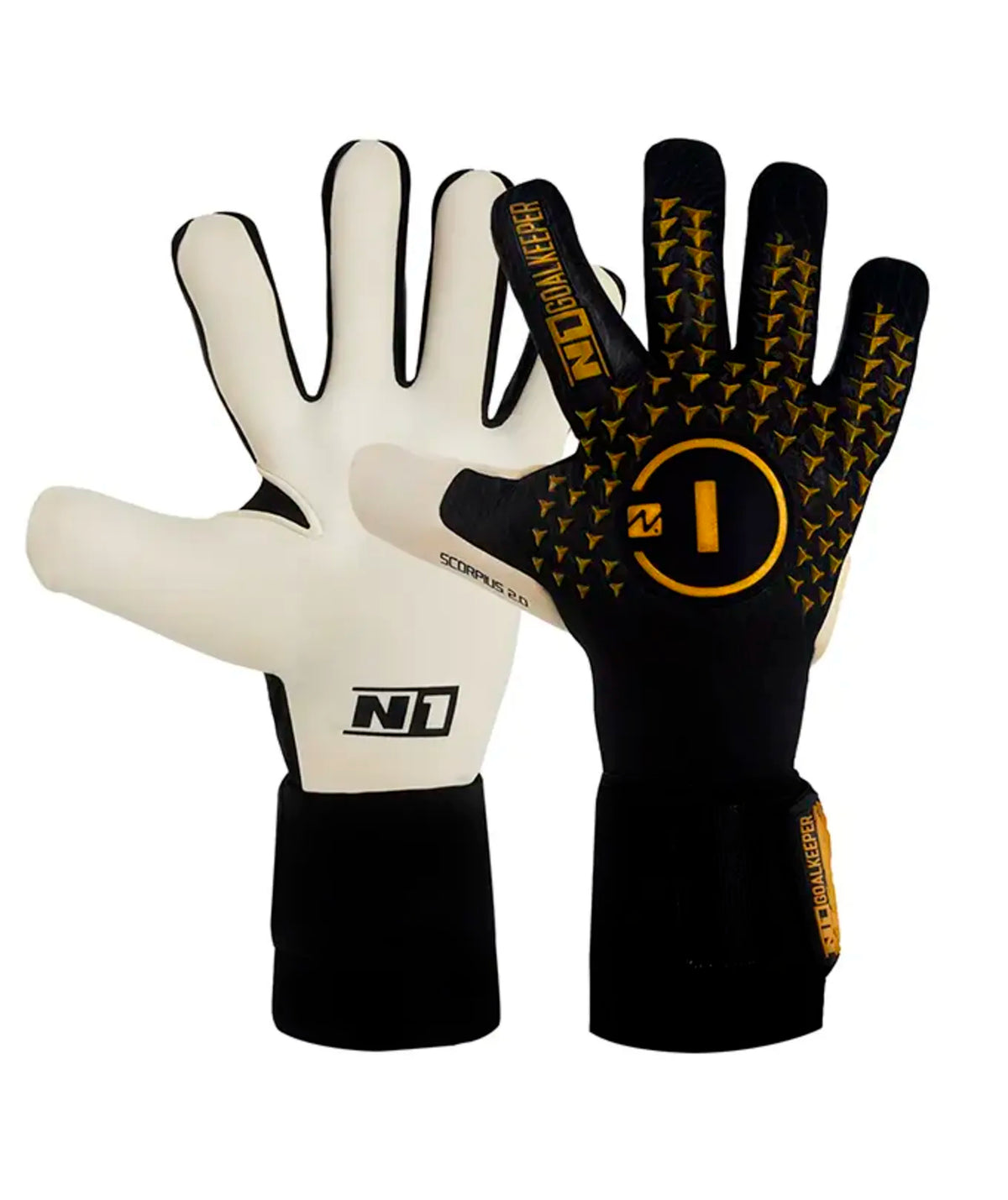 Luva de Goleiro Profissional N1 Scorpius 2.0 Golden Black