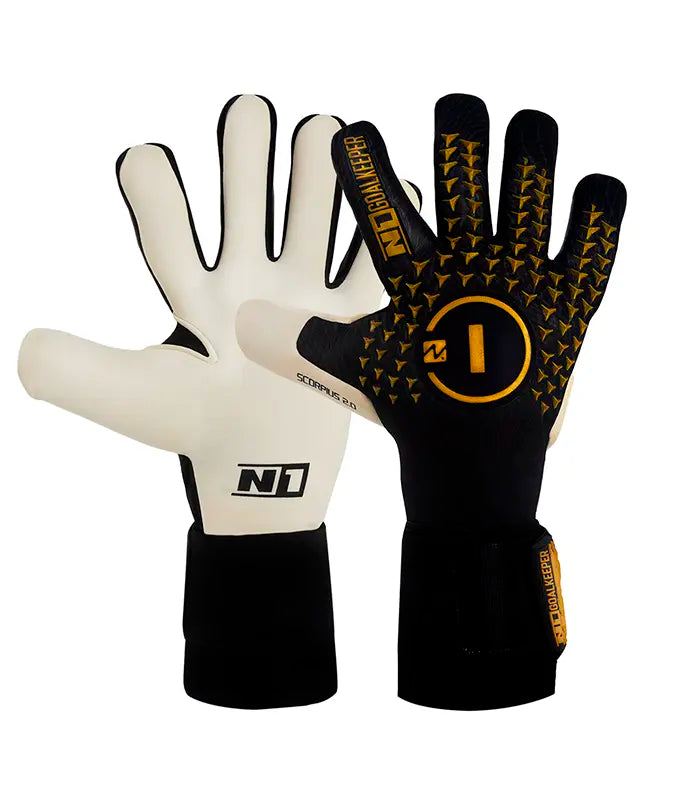 Luva de Goleiro Profissional N1 Scorpius 2.0 Golden Black